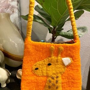 Handmade Kids Orange Giraffe BNB Wool Satchel Purse